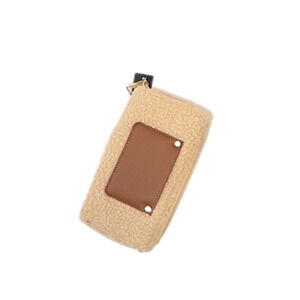 Faus Sherpa Zip Wallet, NWT, cream/tan